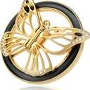 2025 Upgrade Magnetic Phone Grip for MagSafe, Butterfly Phone Grip Holder Finger Kickstand, Adapter Ring for MagSafe Included (Gold Black)