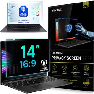 VINTEZ 14 Inch 16:9 Privacy Screen for Computer Monitor and Laptop - Anti Glare Protector Film Blue Light Filter Eye Protection - Computer Screen Privacy Shield, [1 Pack]