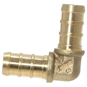 XFITTING Pex 3/8 Inch x 3/8 Inch Pex Elbow Brass Crimp Fitting, 25-5-8=10X, 10 Pieces