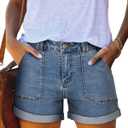 StunShow Women's Denim Shorts Mid Waist Jean Short (Blue, M)
