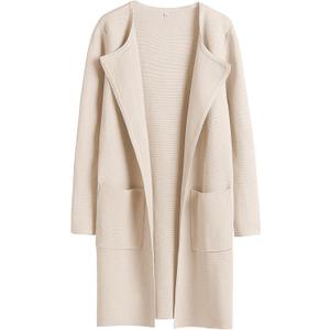 ANRABESS Womens Cardigan Sweater Open Front Knit Long Coatigan Dressy Casual Jacket Coat 2025 Fall Outfits Classy Clothes (Medium, Beige)
