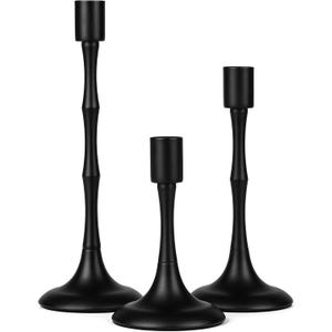 Matte Black Taper Candle Holder Set of 3 Black Candlestick Holders Modern Farmhouse Candle Stick Candle Holder for Candlesticks for Wedding Christmas Thanksgiving Party Dining Table Centerpiece Decor