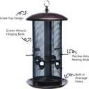 Nature's Rhythm Metal Hopper Bird Feeder Two ChambersHeavy Duty Mesh Metal Dual Seed Compartments Outdoor Hanging Wild Bird Feeder with 10 Feeding Ports,10lbs Seed Capacity