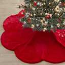 Baccessor Red Christmas Tree Skirt 48 Inch Scalloped Faux Fur Plush Soft Xmas Tree Skirt Large Tree Skirt for Christmas Home Decorations Holiday Party Ornaments Indoor Decor