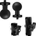 2PC 1" Ball Mount Adapter 1/4"-20 Threaded Stud for Insta360 OneX5,X4,X3,X2,R,RS,GO 2, GoPro Hero,with 2 B Size Double Socket Arm (Long 3.75"- 2.4"),RAM Mounts RAP-B-201U Composite Double Socket Arm