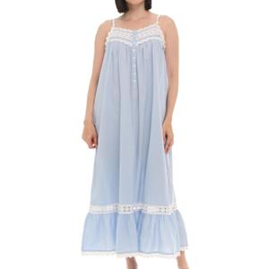 Alexander Del Rossa Victorian Nightgown, 100% Cotton Nightgowns for Women, Long Nightgowns for Women Nighty, M