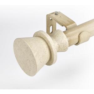 1 Inch Single Curtain Rods 72 to 144 Inches Adjustable Drapery Rods for Window width 68 to 140 Inches, Faux Travertine Finials, Beige Metal Rods