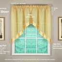 2 x Today's Curtain, Silhouette Stripe Sheer Swag 38", Gold, 60" W x 38" L