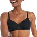 Hanes Women's T-Shirt Bra Pack, Oh So Light Wireless Bra for Women, Convertible Straps, Single or 2-Pack (Large, Black/Nude)
