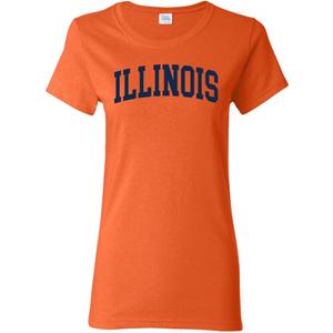 Wild Bobby State of Illinois College Style White Fashion Womens T-Shirt, Orange, Medium
