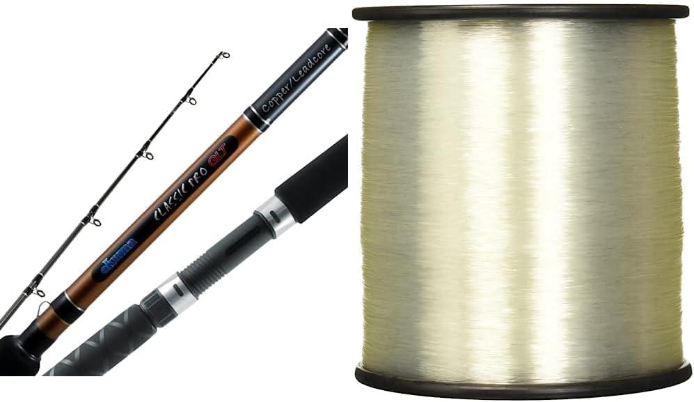 Okuma Classic Pro GLT Copper/Lead core Trolling Rod (12-27 Lbs) and Berkley Trilene Big GameTM, Clear, 20lb | 9kg, 650yd | 594m Monofilament Fishing Line