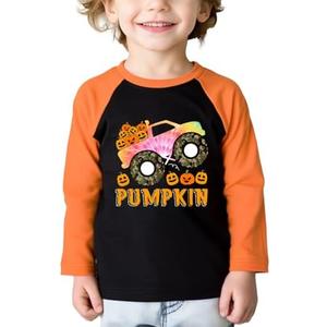 Pumpkin Shirt Toddler Halloween Shirt for Kids Boys Girls Halloween T-Shirts Ghost Clothes Long Sleeve Cotton Tee, Size 140/68