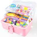 VLUSSO 3000Pcs Arts and Crafts Supplies for Kids Girls 8-12 Craft Kit with Pipe Cleaners Beads Crafts for Kids DIY School Supplies Set Crafting Box for Girls Boys Age 4-6, 6-8, 8-12 Years Gifts (Pink)