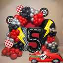 2 x Race Car Balloons - Checkered Balloons Lightning Bolt Balloon Tire Balloon for 5th Cars Birthday Decorations - Race Car Birthday Party Decorations