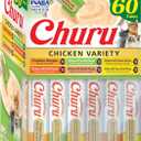 INABA Churu Cat Treats, Grain-Free, Lickable, Squeezable Creamy Pure Cat Treat/Topper, 60 Servings, Chicken Variety Box (0.5 Ounce (Pack of 60)) BBD: 11/08/25