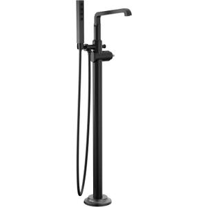 Delta Faucet Tetra Floor-Mount Freestanding Tub Filler with Hand Held Shower, Black Tub Faucet, Matte Black T4789-BLLHP-FL (Valve and Handle Not Included)