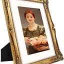 SIMON'S SHOP 11x14 Picture Frame Matted to 8x10 Photo, Vintage Gold Picture Frames 11x14 with Mat for 8x10 Artwork, Wall and Tabletop Display Poster Frames