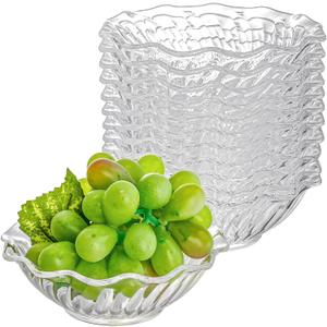 Elsjoy Set of 12 Plastic Reusable Dessert Bowls, 7 Oz Clear Small Plastic Bowls Unbreakable Snack Bowl, Stackable Serving Bowls for Ice Cream, Candy, Nuts, Fruits