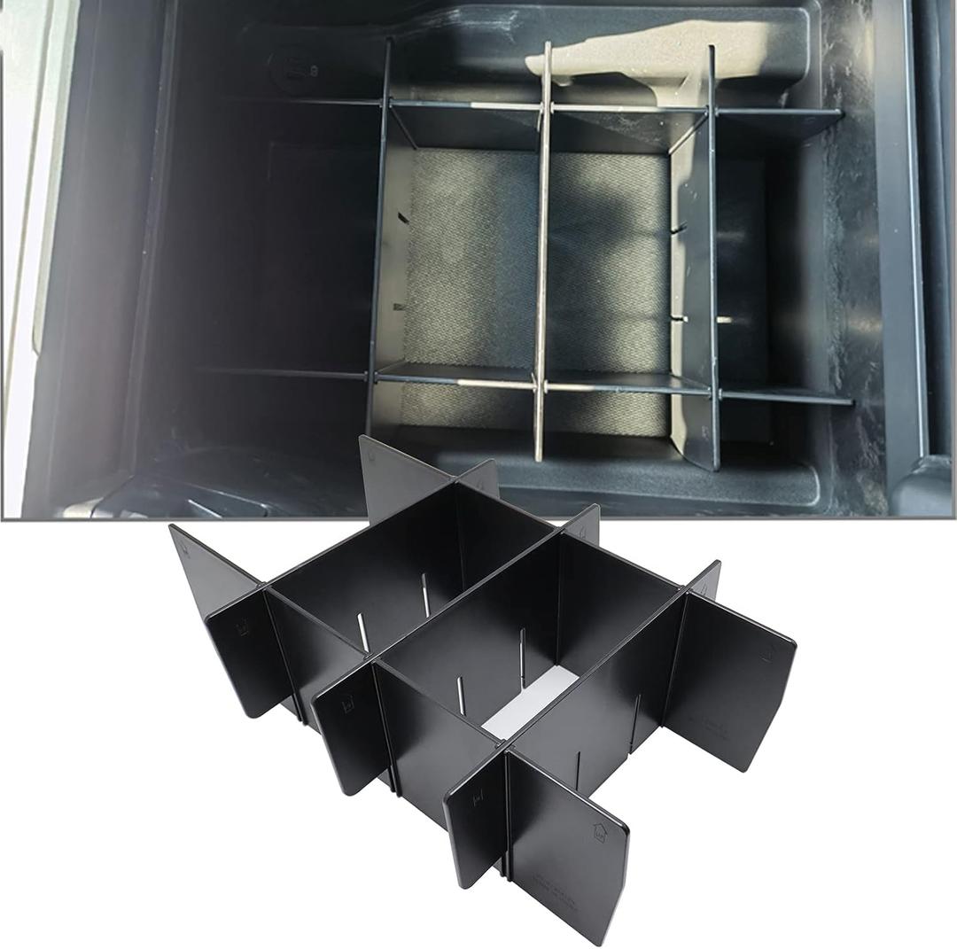 SENSHINE Center Console Organizer Divider for Ford F150 2021 2022 2023 2024 2025 Accessories Insert Armrest Interlock Secondary Storage Tray Box ABS Material