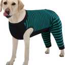 Kuoser Dog Recovery Suit, Anti Licking Dogs Rear Leg Sleeve, Abdominal Dog Surgical Suit with Dog Pants Cover Protect Wounds, Dogs Elbow Protector Soft Pet Surgery Onesie Cone Alternative, Green, XL