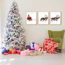 2 x LANCHI95 3 Pcs 8x10in Christmas Wall Art Prints, Santa Claus Reindeer With Sleigh, Large Aesthetic Christmas Art Poster Decorative Poster Room Decor For Living Room Bathroom (UNFRAMED)