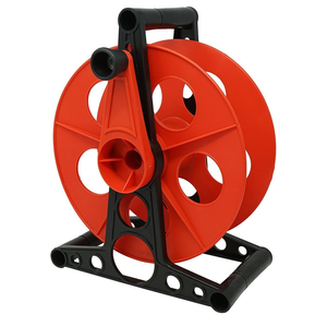 Woods E103 E-103 Wheel, Holds Up to 150 16/3 Extension 125 Feet of 14/3 Gauge Cord, Holiday, Rope, Hose Reel Storage and Light Wire, Heavy Duty Plastic, red and black