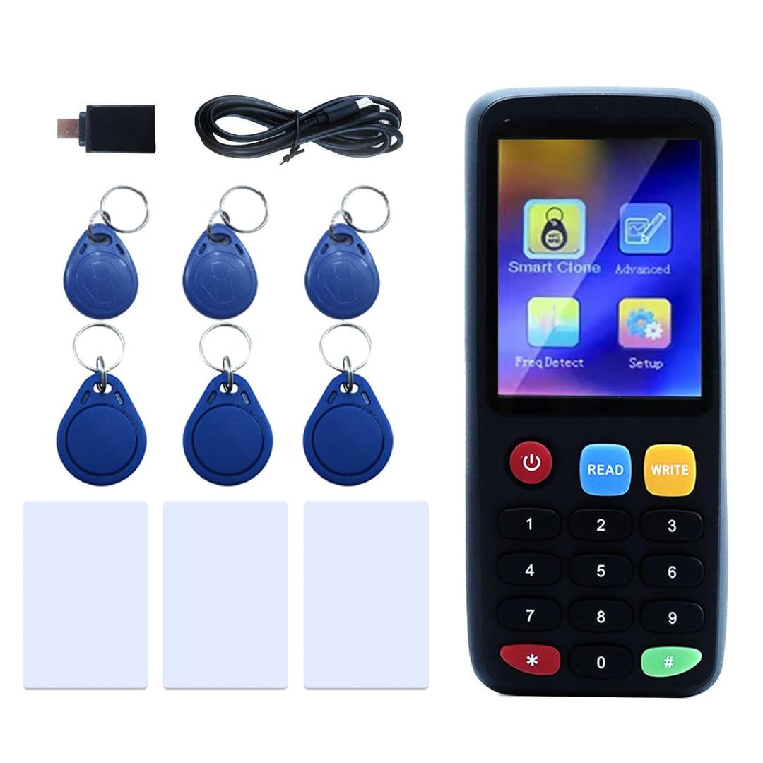 X7 RFID Reader Writer (RFID Copier Multi-Frequency Smart Card Reader ID IC Elevator Card RFID Writer for Access Control System with 125khz T5577 Key Fobs/Cards and 13.56mhz IC Key Tags)