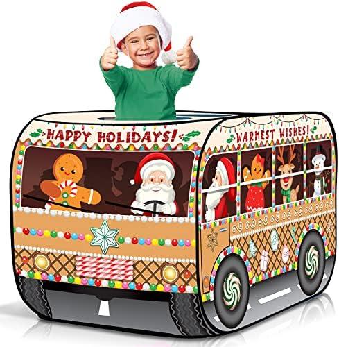 ArtCreativity Christmas School Bus Pop Up Tent for Kids – Fun Pop Up Play Tent with Carry Bag, Perfect Christmas Theme for Indoor Decor, School Bus Tents Toy, 43.5 x 28 x 26.5 Inches