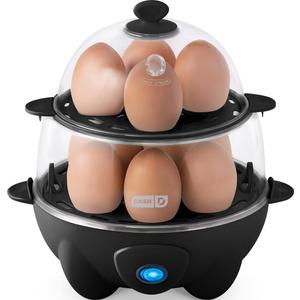 Dash Deluxe Egg Cooker  Boiler, Poacher & Steamer  Includes Measuring & Recipe Guide  Dishwasher Safe  BPA Free  Holds 12 Eggs, Black