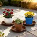 TITE Plant Saucer 16 inch,Heavy Large Planter Durable Thicker Plastic Plant Trays for Indoors and Outdoor,Plant Saucer Drip Trays,Brown (16 inch,Brown) Pack of 3