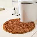 Soft Shaggy Round Toilet Rug U Shaped for Bathroom, Excellent Absorbent Contour Toilet Mat Machine Washable, Non-Slip Microfiber Chenille Bathroom Rugs 24" Coral
