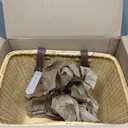 Cane Woven Rectangular Toto Basket with Authentic Leather Straps and Brass Buckles 9"D x 10"W x 14"H