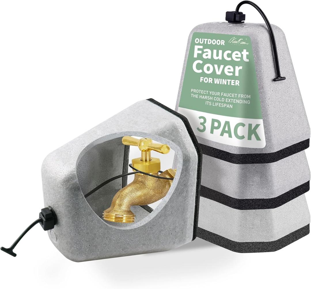 Outdoor Faucet Cover 3 Pack - Thickened Foam Insulated for Winter Freeze Protection, Reusable Hose Bib and Water Spigot Covers for Outside
