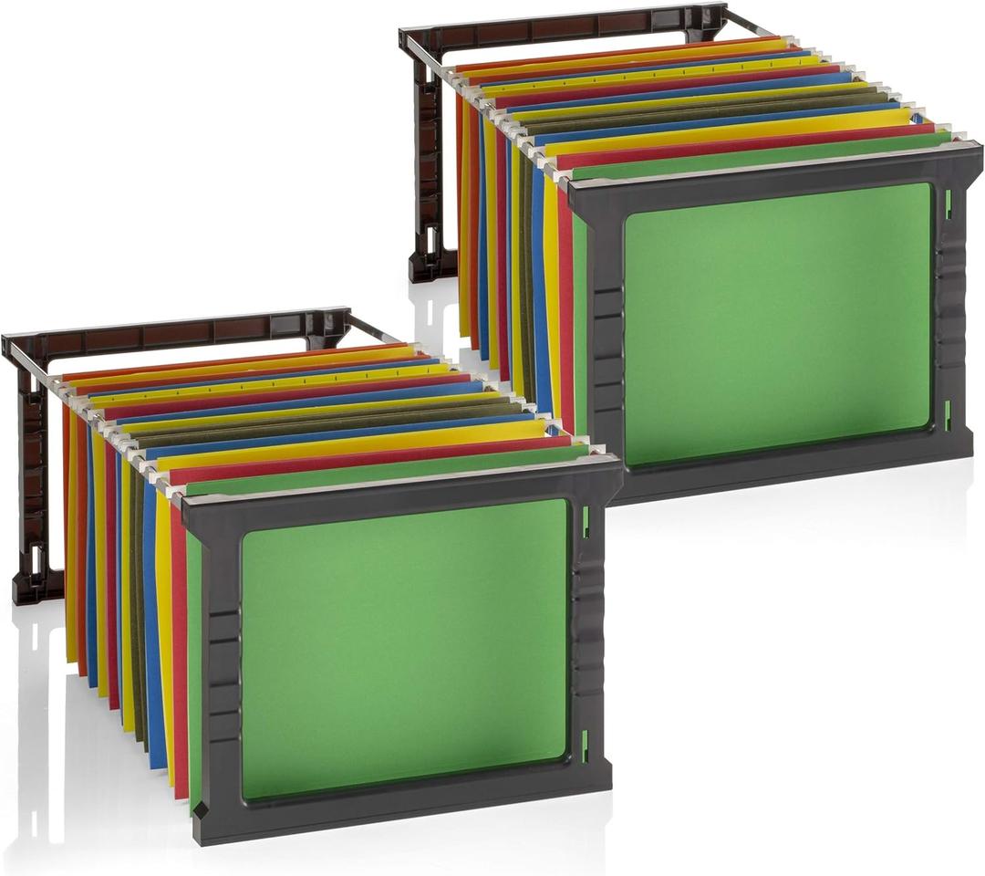 Officemate Plastic Hanging File Frames, Letter and Legal Size, Rails 24 to 27, 2 Sets (91963), Black