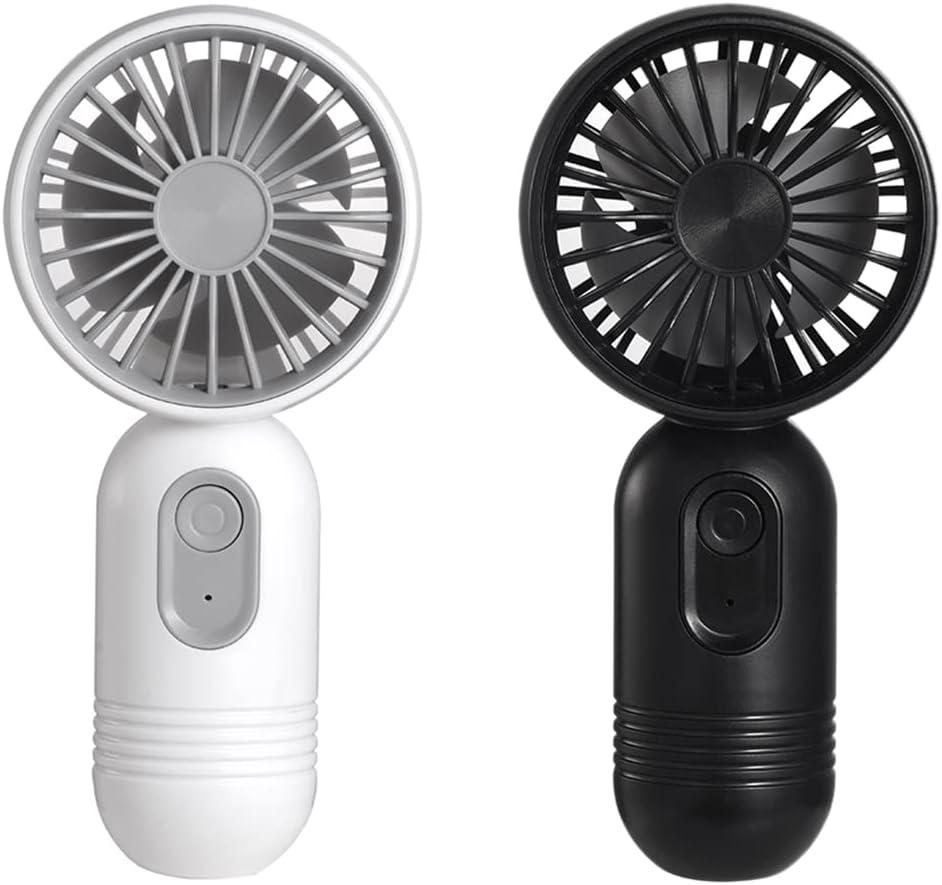 VanSmaGo Portable Mini 2-pack Handheld Personal Small Fan with 3-speed for Travel, USB Rechargeable Battery Operated Eyelash Fan, Black&White