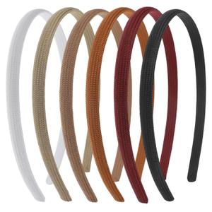 6 Pack 0.35in Thin Headband for Thicker Hair, No Pressure No Headache Trendy Headbands Cute Non Slip Comfortable Soft Fabric Knitted Hairbands Assorted Solid Colors for Women Girls Summer Dress Outfit