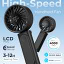 Peiyuu Handheld Fan, Portable Fan, 4000mAh Rechargeable Personal, 180 Foldable Mini Desk Fan with 6 Wind Speed, LCD Digital Display, Lanyard as Neck, Ultra Quiet, Pocket Size for Indoor Outdoor