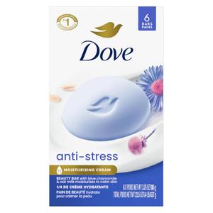 Dove Beauty Bar Gentle Cleanser Anti-Stress Cream Bar Moisturizes To Calm Skin Gentle Bar Soap Cleanser Made With 1/4 Moisturizing Cream 5 Pack