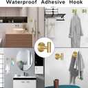 Towel Hooks Bathroom Coat Hooks Robe Hook Stainless Steel Heavy Duty Door Hanger Towel Robe Clothes Cabinet Closet Sponges Wall Hook for Bedroom Kitchen Hotel 4 Packs (Gold) (Drilling)