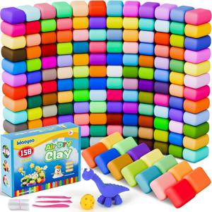 Ixiaoyoo Air Dry Clay for Kids, 158 Colors Modeling Clay Kit, DIY Model Toys with Sculpting Tools, School Arts & Crafts Set, Safe & Non-Toxic, Birthday & Christmas Gifts for Boys Girls Ages 3-12