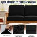 Patio Stretch Cushion Covers, Chair Cushion Covers& Sofa Replacement Slipcovers for Patio Furniture Cushion Covers, Washable Reusable Furniture Protector (4, Black)