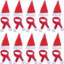 LOOGI Mini Santa Hat and Santa Scarf for Crafts Doll Christmas Decor Wine Bottle Cover 10Pcs
