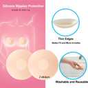 2 x Boob Tape Set, 2 Rolls Boobtapes for Large Breasts A-G Cup, with 2 Types of Nipple Covers, Fashion Stretchable Tit Tape Stick on Bra Beige