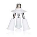 Simba Lighting E26 Light Bulb Socket Adapter Splitter to 3 Heads White Finish with Fully Adjustable Angles for Wide Coverage, Indoor and Outdoor Use for Ceiling Light or Lamp, Medium Screw Base