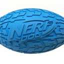 Nerf Dog Tire Squeak Football Outdoor Dog Toy, 6 Inch Dog Football Squeaking Toy for Medium and Large Breeds, Blue