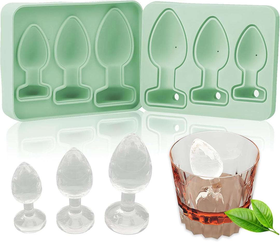 Ice Cube Mold Tray Novelty - Silicone Ice Cube Tray with Large Thick Fun Shapes for Perfect Whiskey Cocktails, Brandy & Juice Beverages! (green)