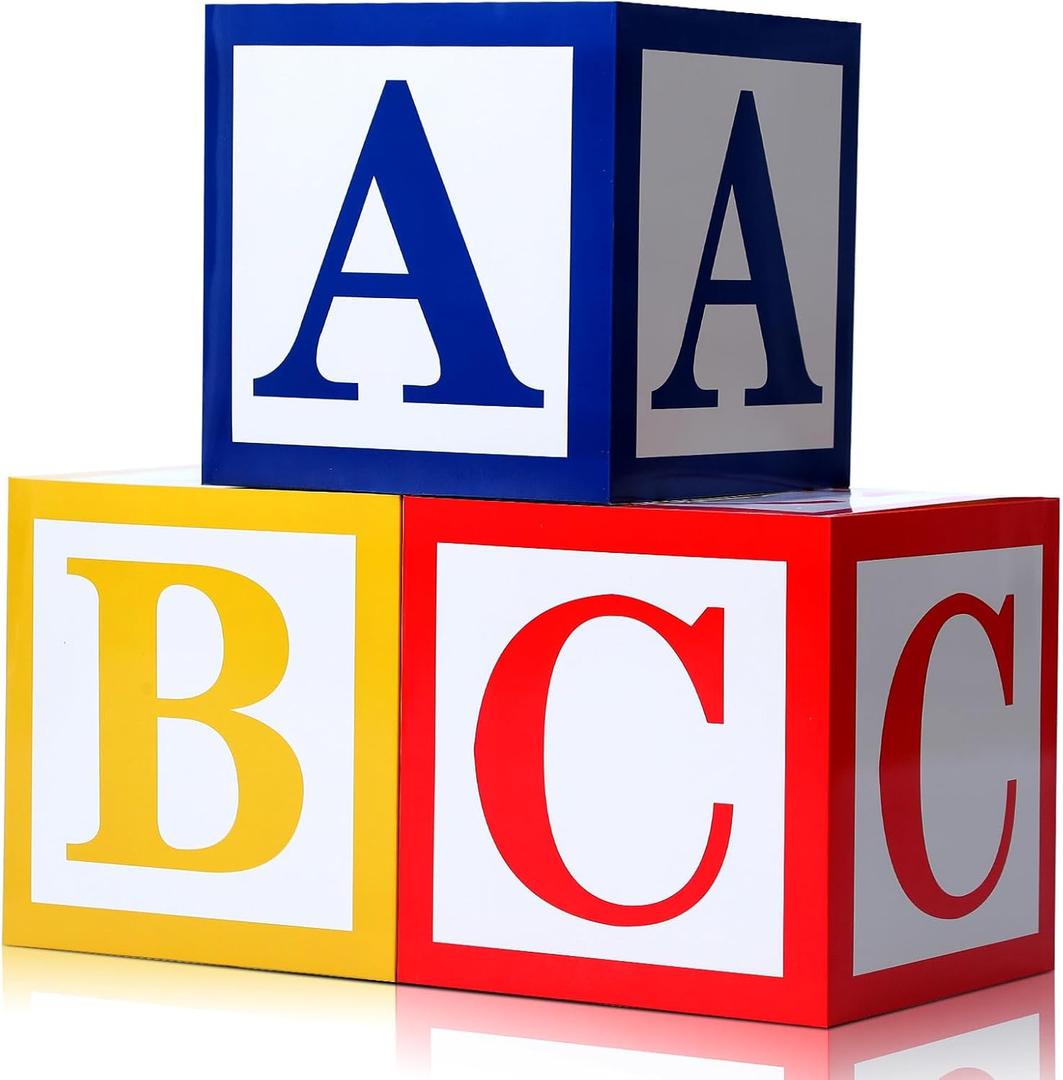 3 Pcs ABC Balloon Box Party Decoration 12x12 Inch Abc Alphabet Back to School Party Favor First Day of School Decoration Cartoon Story Birthday Decor for Kindergarten Graduation