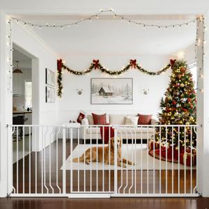 Baby Gate Extra Wide Fits 71.65-85.82 inch Wide Opening - Dog Pet Gates for Doorways Stairs No Drilling Pressure Mounted - Large Child Safety Gate Indoor Outdoor White