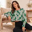 Women's Lightweight Cropped Sweatshirt, Loose Batwing Pullover Top (XS)