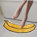 Cute Bath Mats for Bathroom Non Slip, Banana Fruit Shape Absorbent Bath Shower Rug Microfiber Bathtub Plush Small Cartoon Kids Carpet Washable for Bathroom Yellow 30x13in
